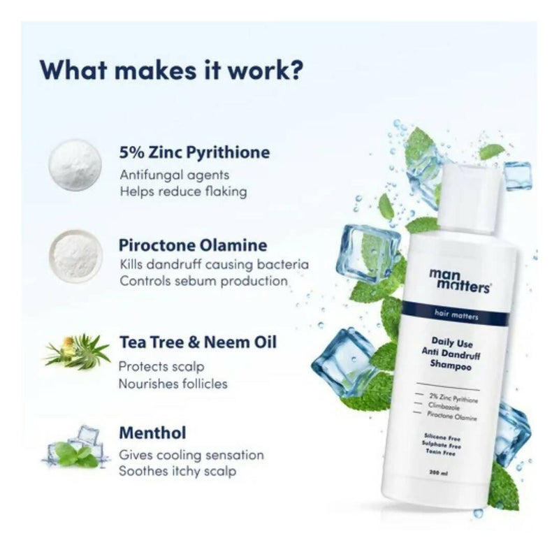 Man Matters Anti Dandruff Daily Use Shampoo, Reduces Dandruff, Flaking & Soothes Scalp Irritatio