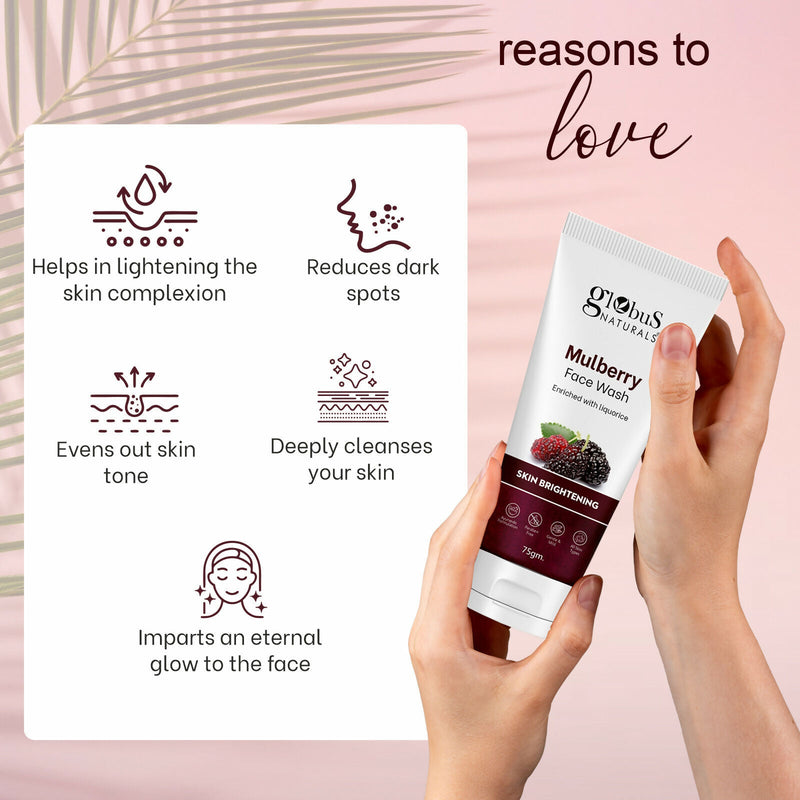 Globus Naturals Mulberry Fairness Face Wash, Suitable For All Skin Types