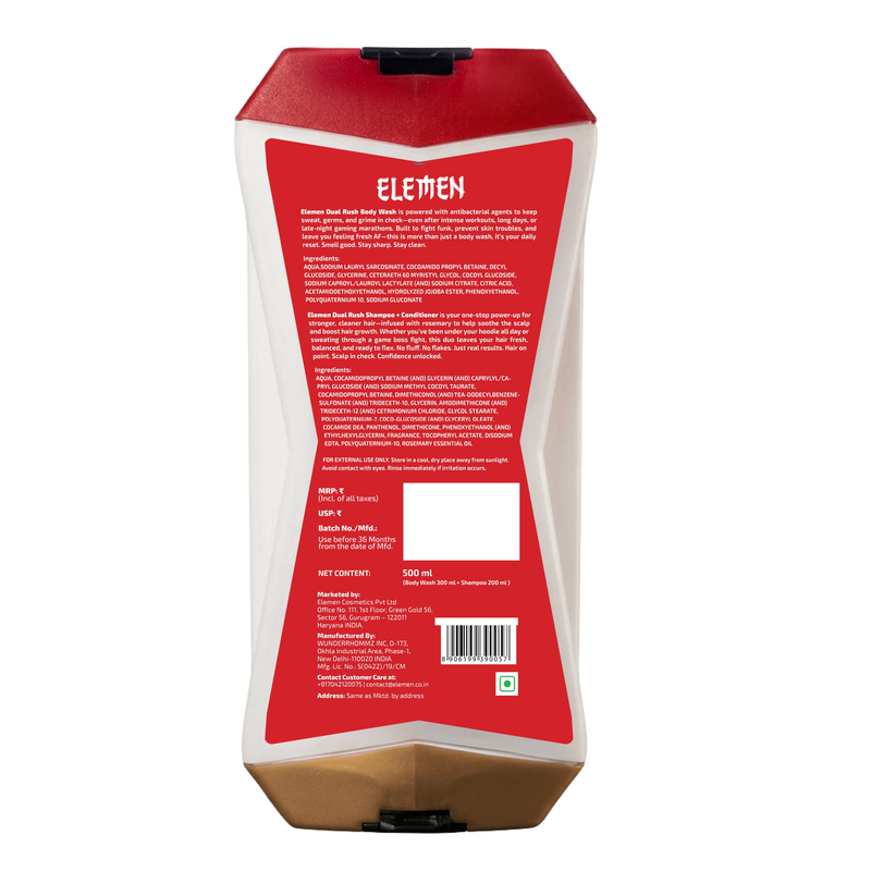 Elemen Dual Rush – Body Wash + Shampoo & Conditioner with Jojoba and Rosemary