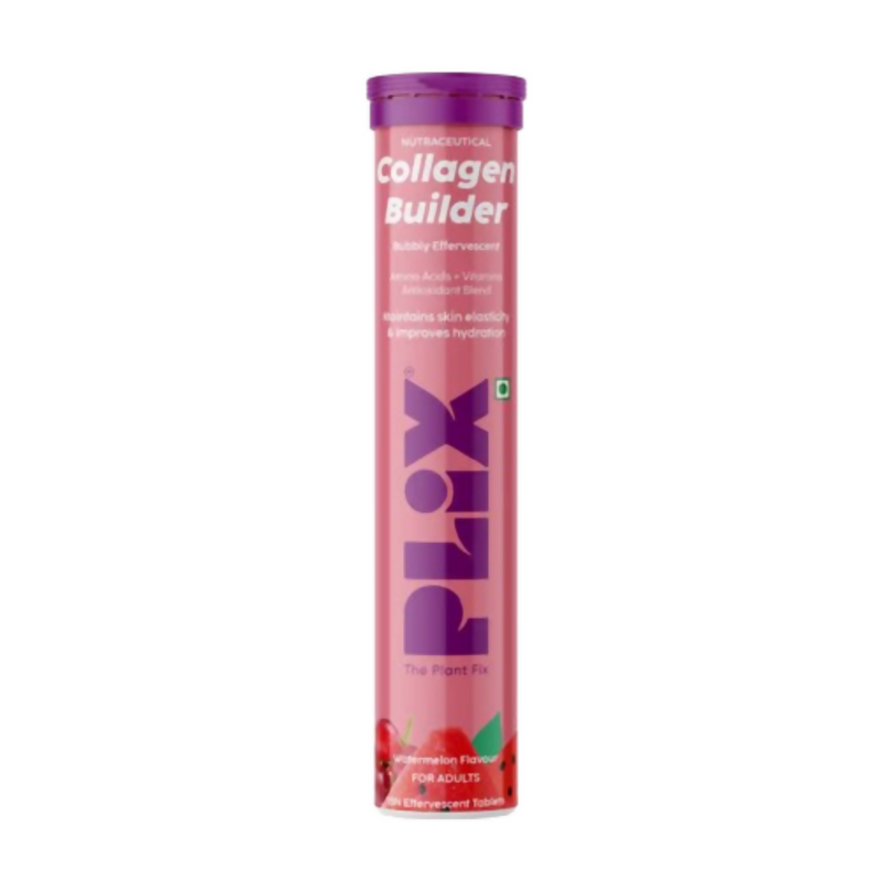 PLIX The Plant Fix Collagen Builder Bubbly Effervescent Tablets Vitamin C & E for Hydrated Skin & Anti-Aging