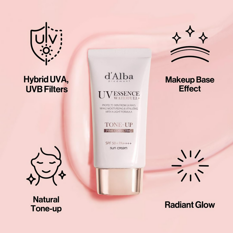 d'Alba Piedmont Italian White Truffle Waterfull Tone-Up Sunscreen Vegan Skincare Tinted Moisturizer With Spf 50+ Pa+++
