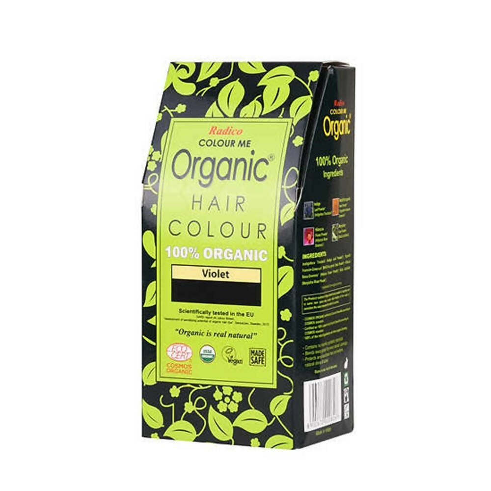 Box of Radico Organic Hair Colour in Violet on a white background