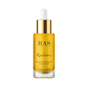 Yellow bottle of RAS Radiance Beauty Boosting Face Elixir on a white background