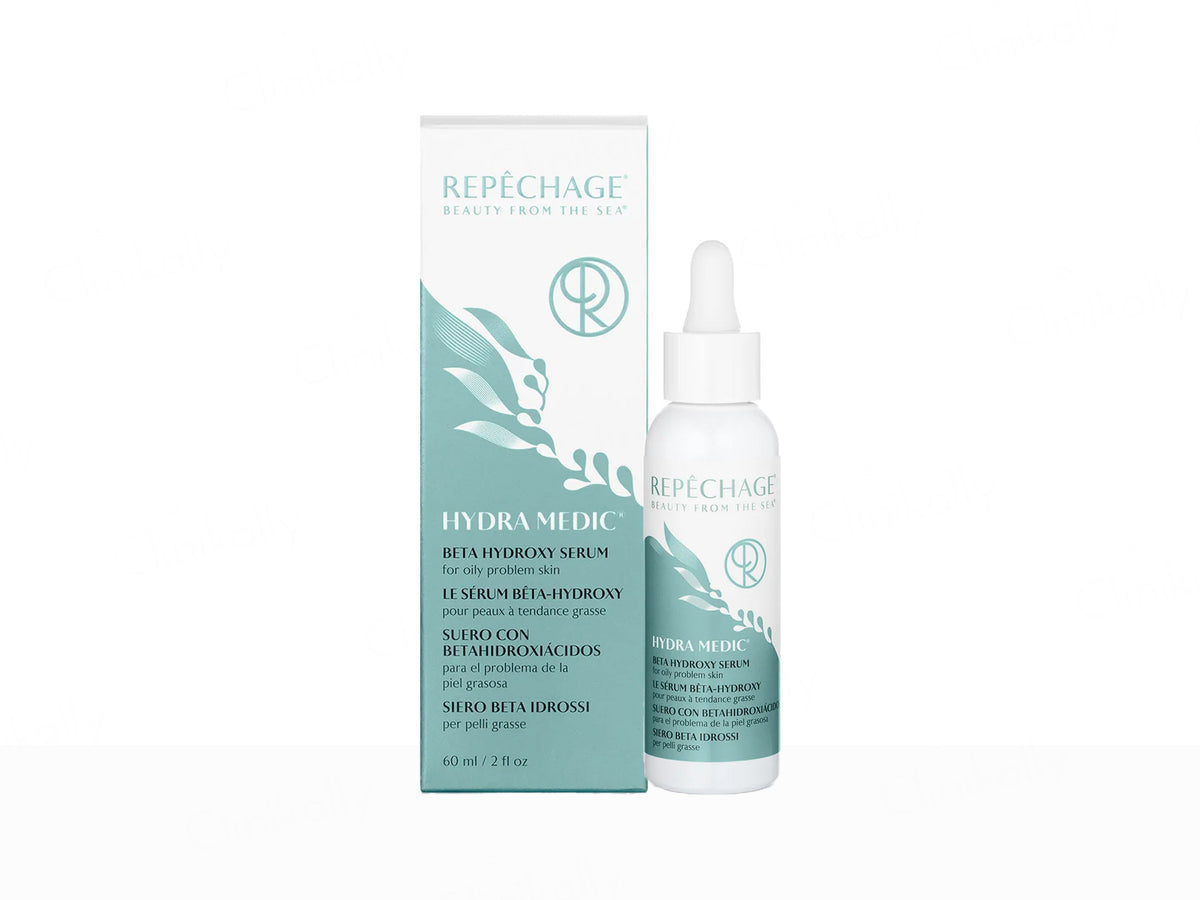 Repechage Hydramedic Beta Hydroxy Serum bottle and packaging on a white background