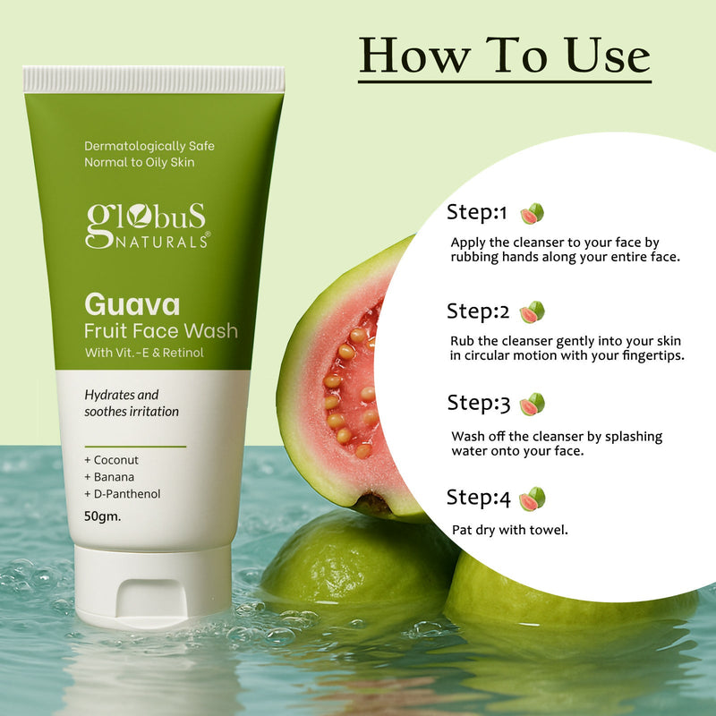 Globus Naturals Guava Fruit Face Wash with Vitamin E & Retinol