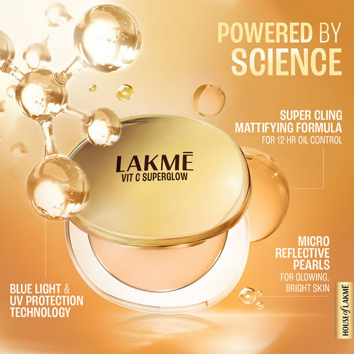 Lakme Vitamin C Superglow Skin Perfecting Compact with 1 % Vit C - Walnut