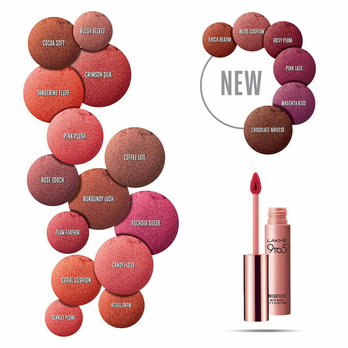 Lakme 9 To 5 Weightless Mousse Lip & Cheek Color - Pink Plush
