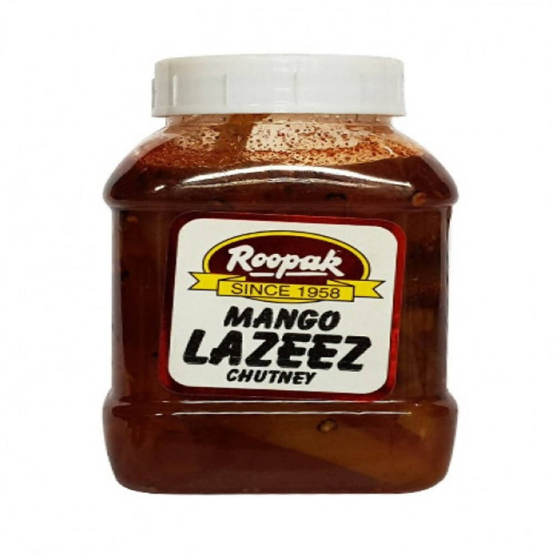 Jar of Roopak Mango Lazeez Chutney on a white background