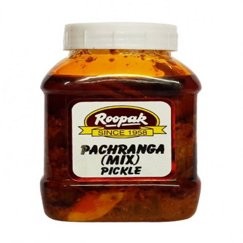 Jar of Roopak Pachranga (Mix) Pickle on a white background