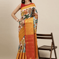 Designer Kalamkari Print Pattu Banarasi Silk Saree