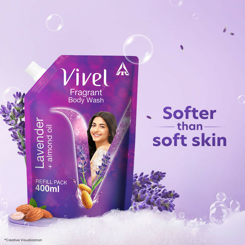 Vivel Fragrant Body Wash Lavender & Almond Oil Moisturizing Shower Gel Supersaver Refill Pack