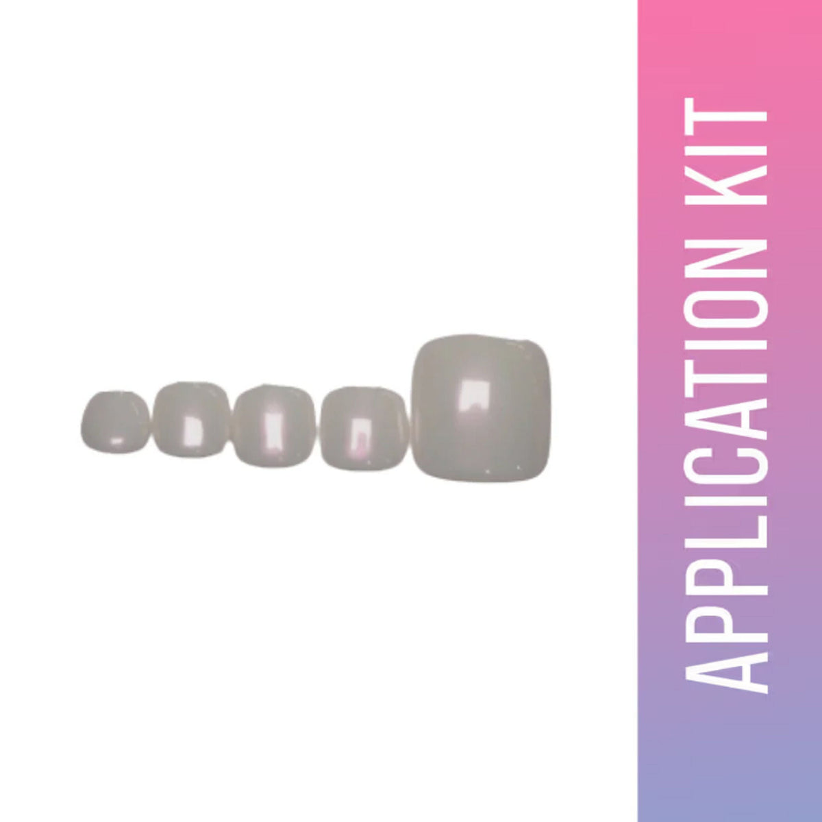 Nail application kit with four nails and 'Application Kit' text on a gradient background