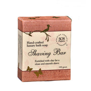Box of handcrafted luxury bath soap shaving bar with branding on a white background