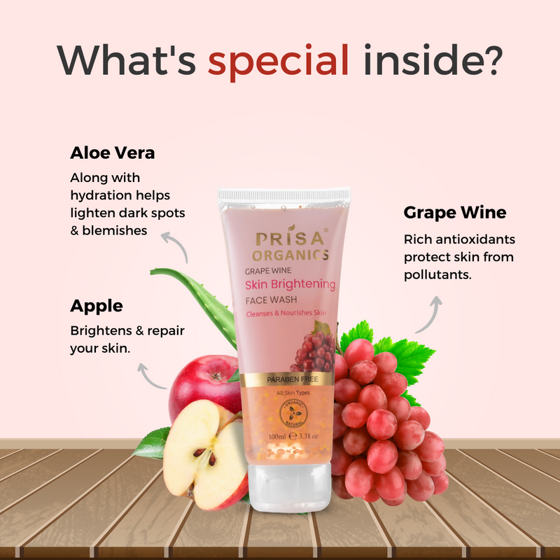 Prisa Organics Grape Wine Skin Brightening Face Wash