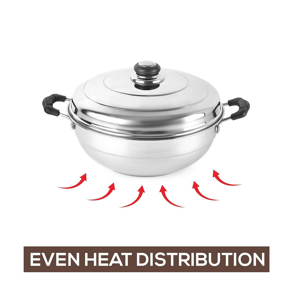 Cello Stainless Steel Induction Base Idli Cooker (Idly Maker) And Multi Kadhai With 6 Plates