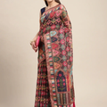 Soft Linen Mughal and Kalamkari Print Saree