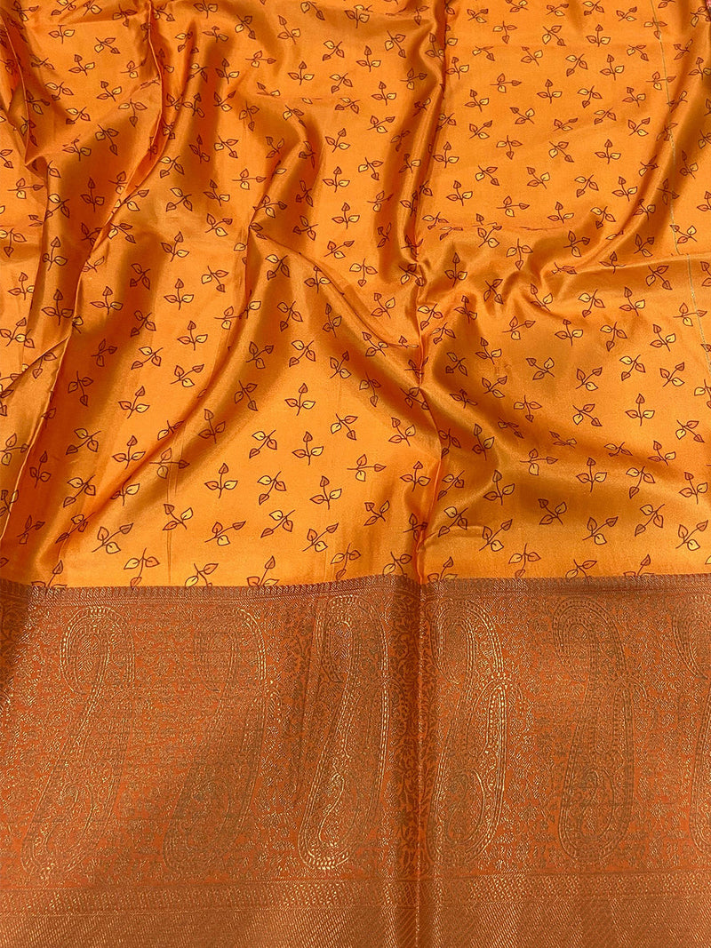 Navy Satin Pichwai Print Saree