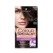 Schwarzkopf Colour Specialist hair dye packaging with a woman's face and product details.