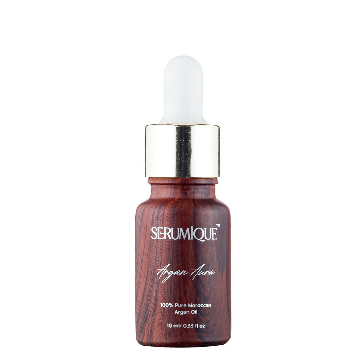 Serum bottle with dropper labeled 'SERUMIQUE' on a white background