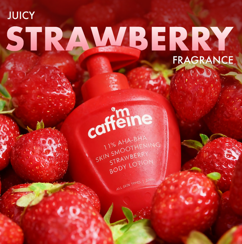 mCaffeine 11% AHA-BHA Skin Smoothening Strawberry Body Lotion