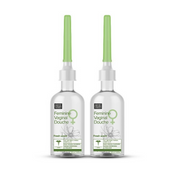 Two bottles of Feminine Vaginal Douche with green nozzles on a white background