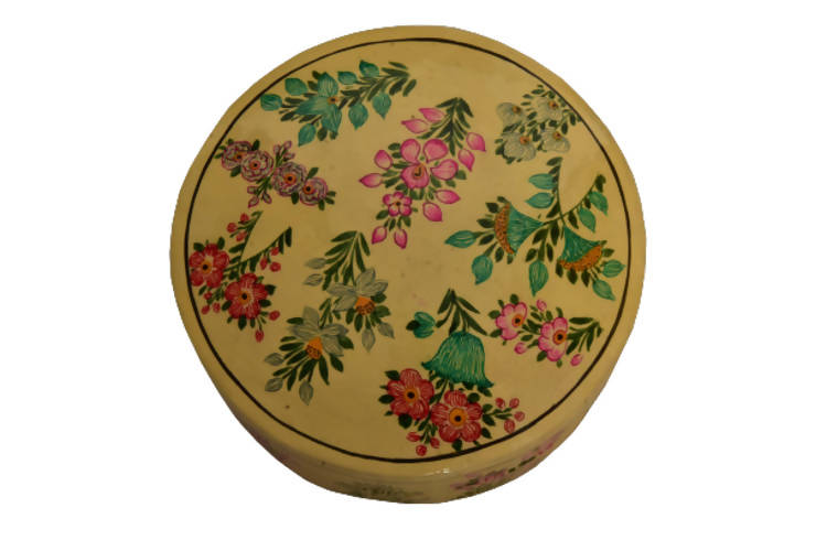 Nizalia Floral Motif Embossed Cream Paper Mache Round Coasters - Limited Time Offer