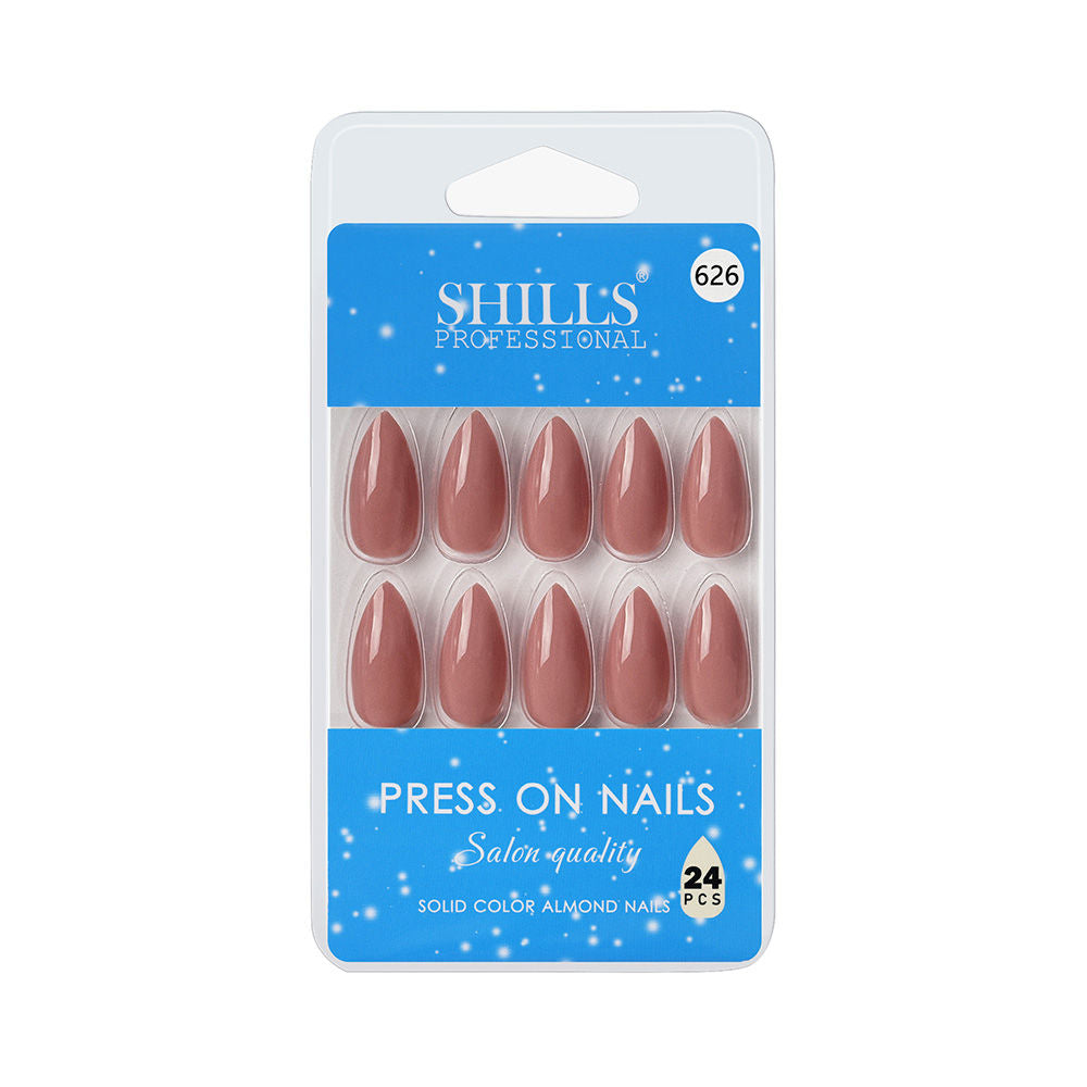 Pack of press-on nails with a blue and white Shills Professional packaging on a white background