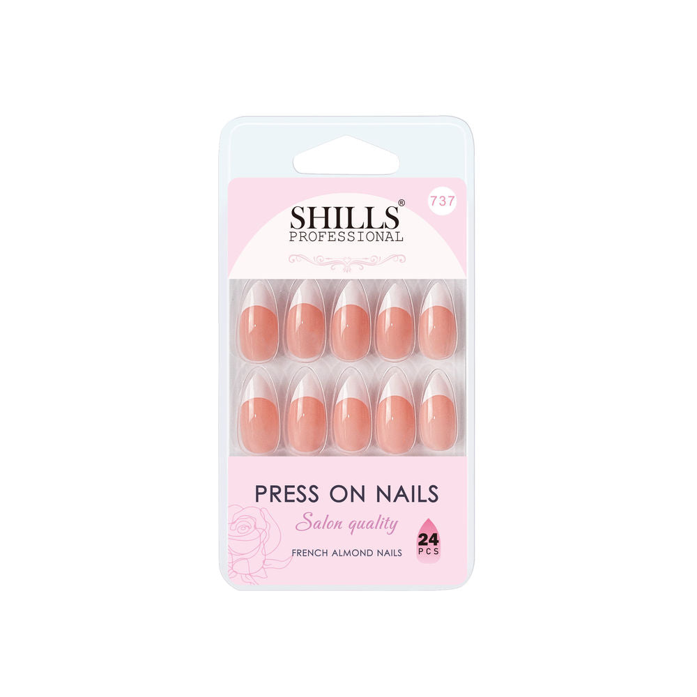 Pack of press-on nails with SHILLS branding on a white background