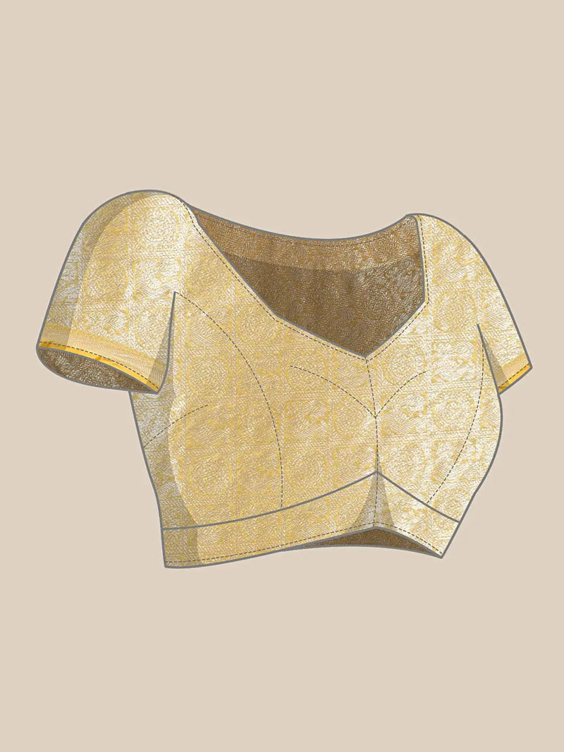 Fine Kora Zari Silk Saree With Ethnic Motifs