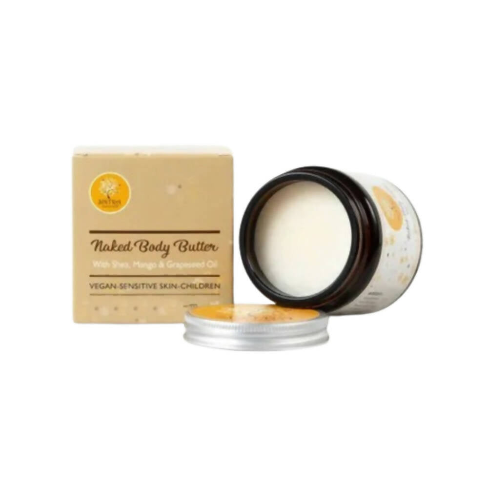 Naked Body Butter packaging with jar and box on a white background