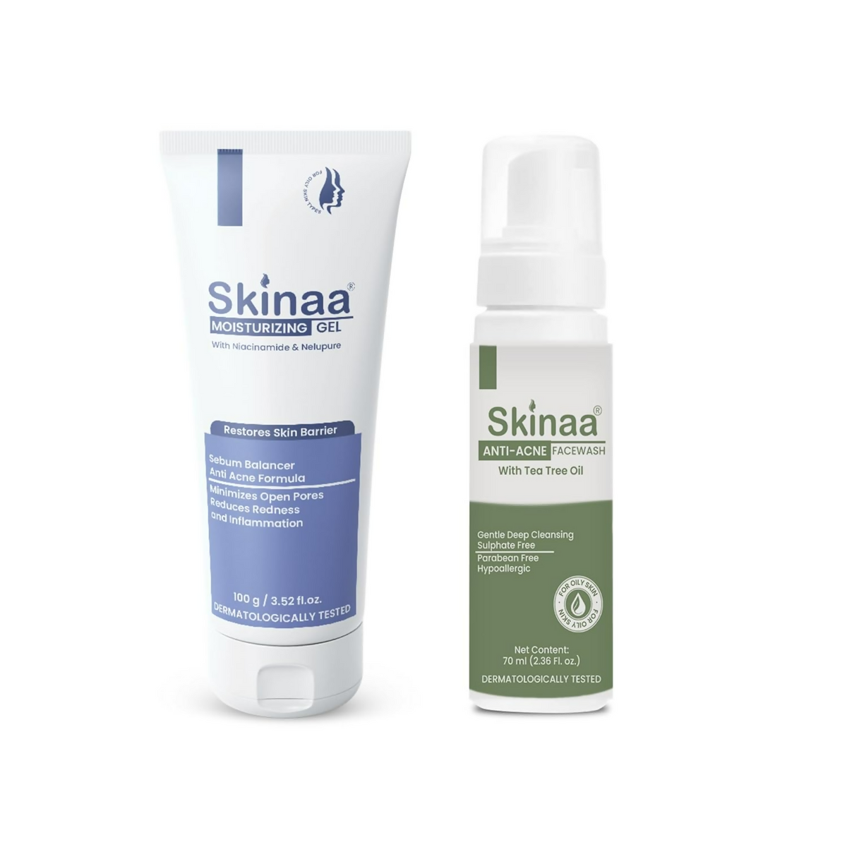 Two skincare products from Skinaa on a white background