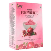 Box of Spag Herbals Premium Pomegranate Powder with pink packaging and pomegranate graphics.