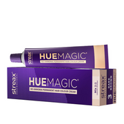 Hue Magic hair color cream tube and packaging on a white background
