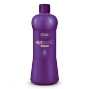 Purple bottle of streax Hue Magic Developer on a white background