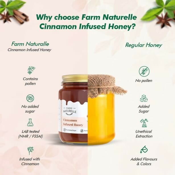Farm Naturelle Cinnamon Infused Honey - 100% Pure and Natural