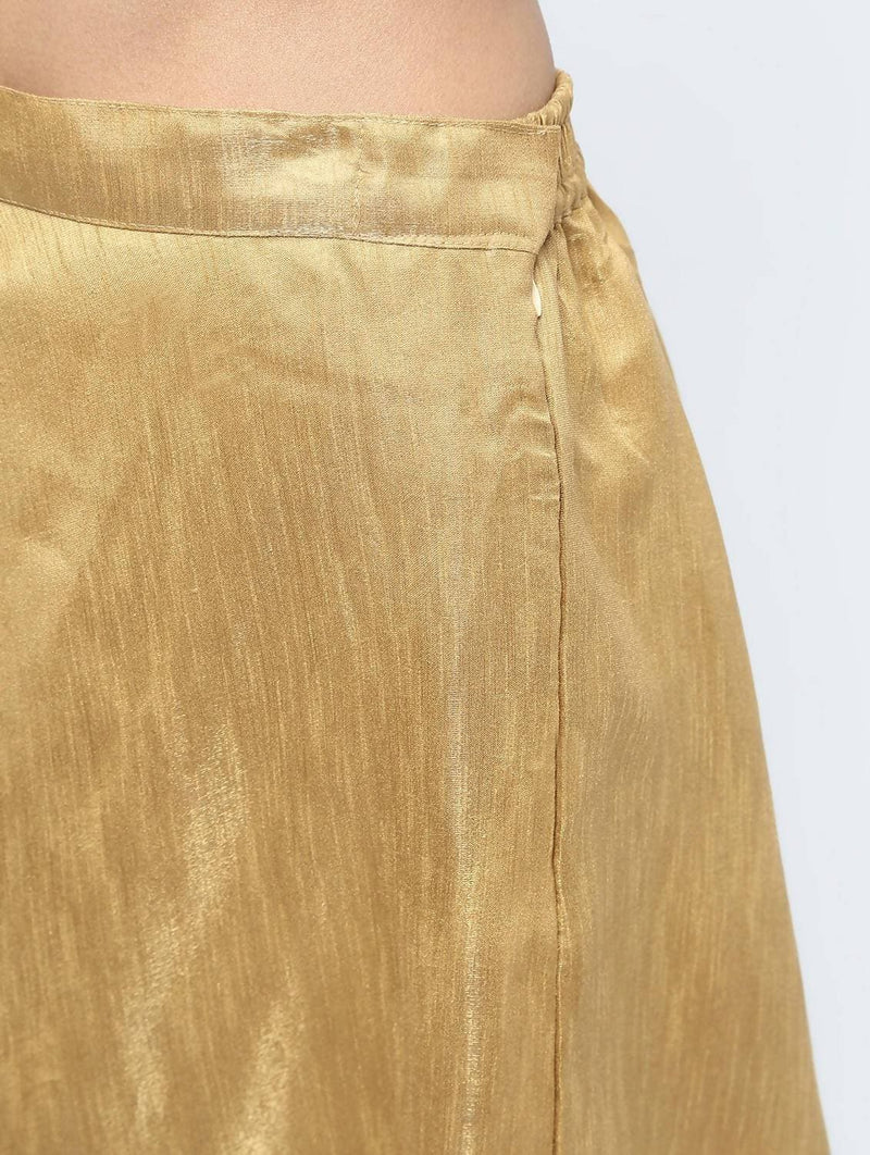 Cheera Golden Color Silk Blend Long Skirt