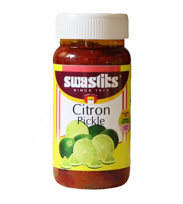 Jar of Swastits Citron Pickle on a white background
