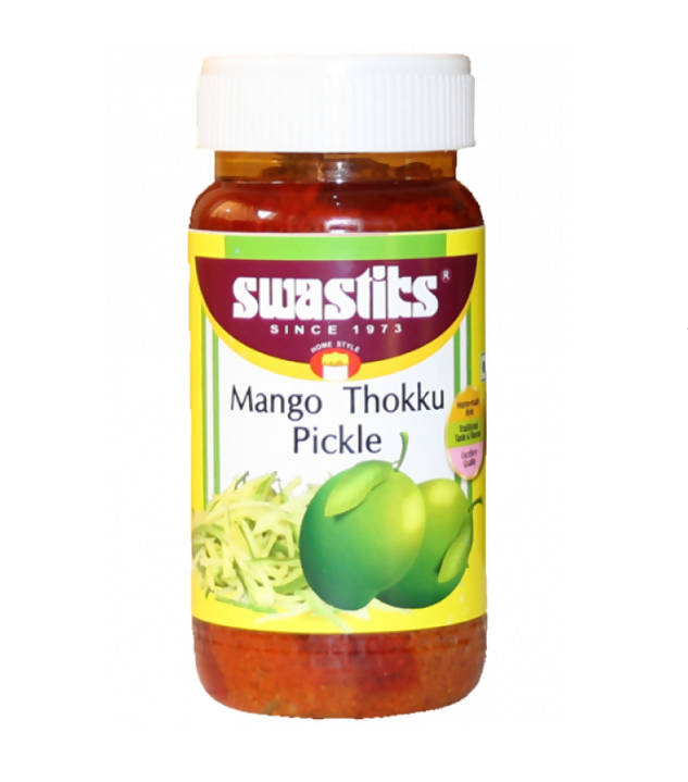 Swastits Mango Thokku Pickle bottle on a white background