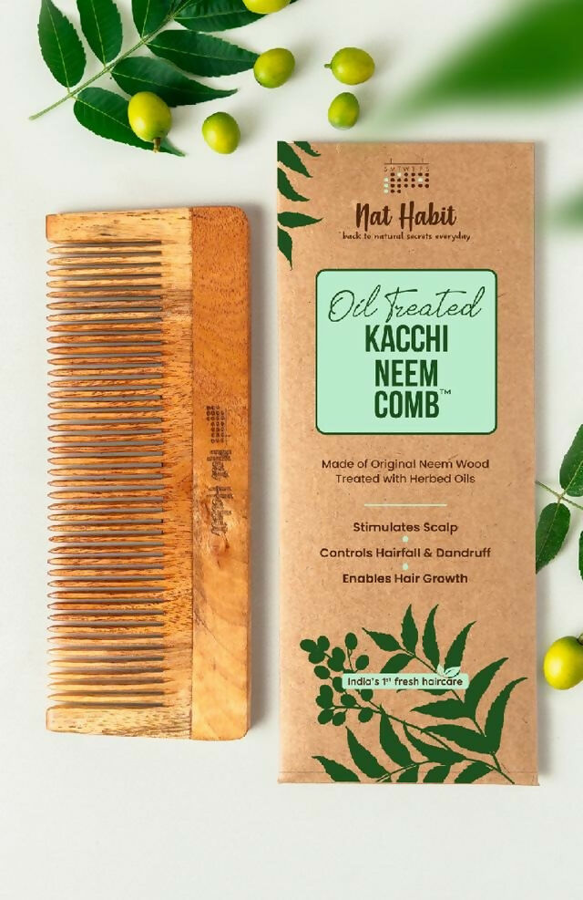 Nat Habit Fine Tooth Kacchi Neem Styling Comb