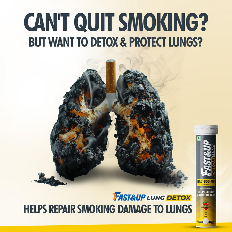 FAST&UP Detox Lung N-Acetylcysteine 600mg + Vitamin C - Strawberry Flavour Tablets