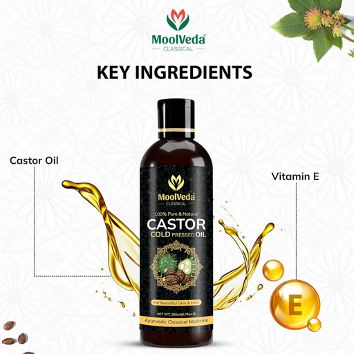 Moolveda Pure Cold Pressed Castor Hair Oil For Hair Growth