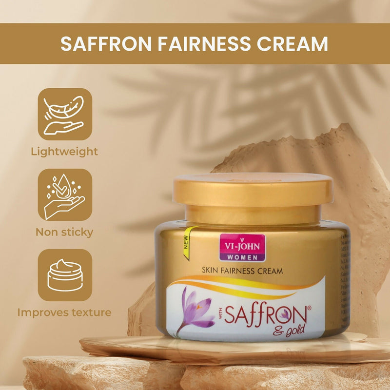 VI-JOHN Saffron Gold Skin Fairness Cream with Vitamin E & Mulberry Extracts