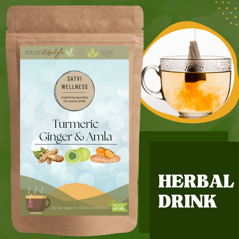 Satvi Wellness Turmeric Ginger Amla Tea| Turmeric Tea| Ginger Tea| Amla Tea