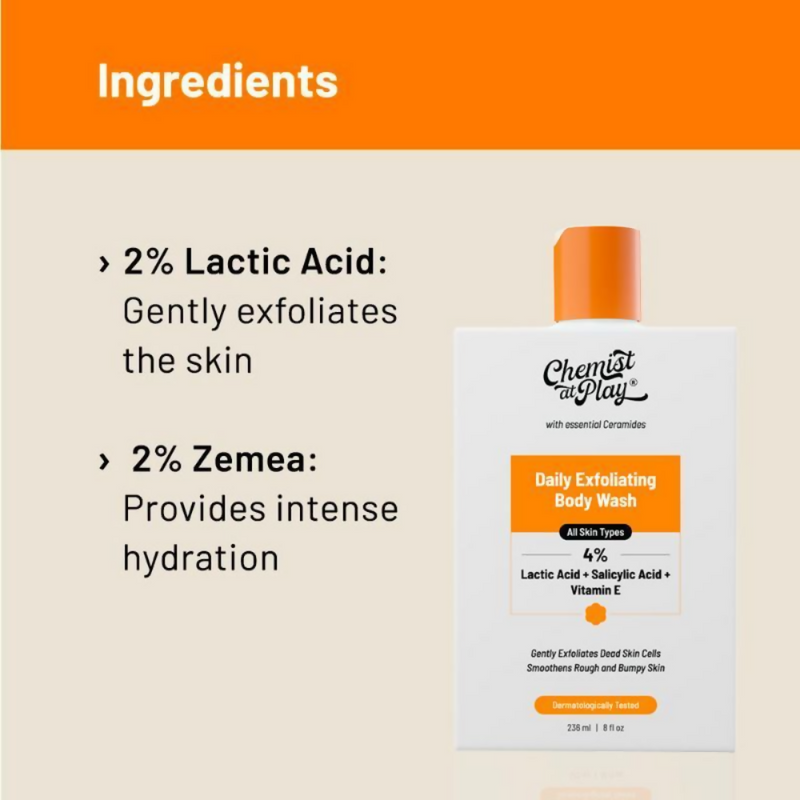 Chemist At Play Lactic Acid Exfoliating Body Wash & AHA Underarm Roll-On Combo