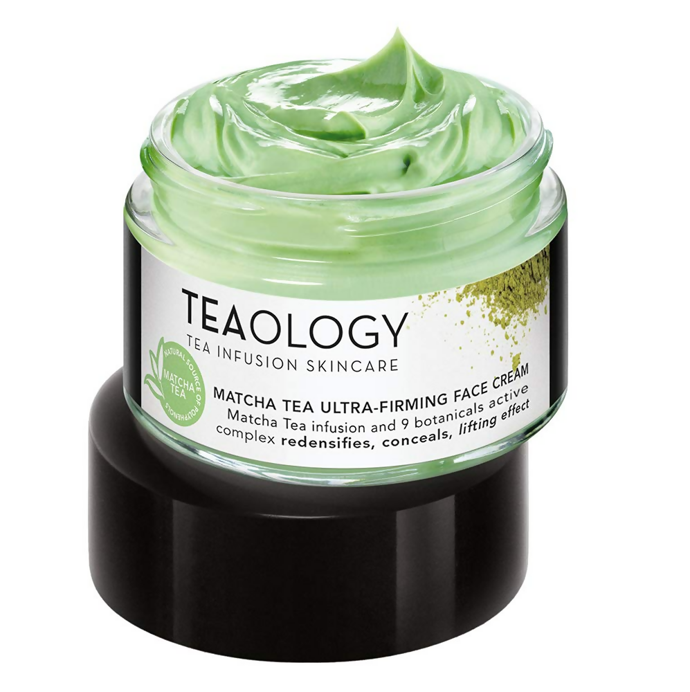 Teaology Matcha Tea Ultra-Firming Face Cream jar on a white background