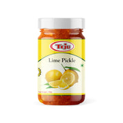 Jar of Teju Lime Pickle on a white background
