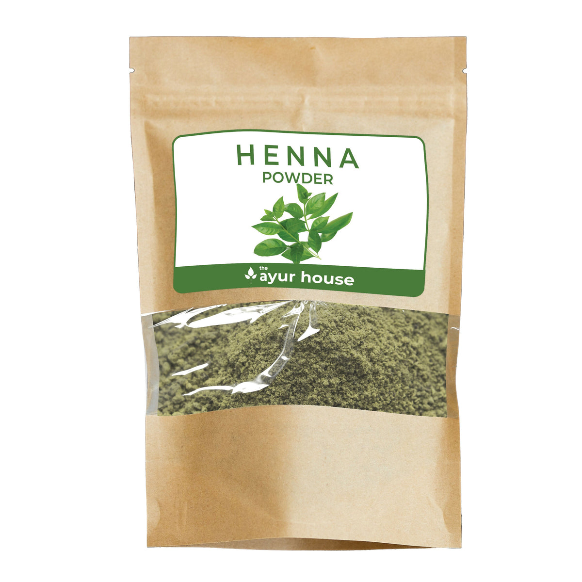 Package of Henna Powder from The Ayur House on a white background