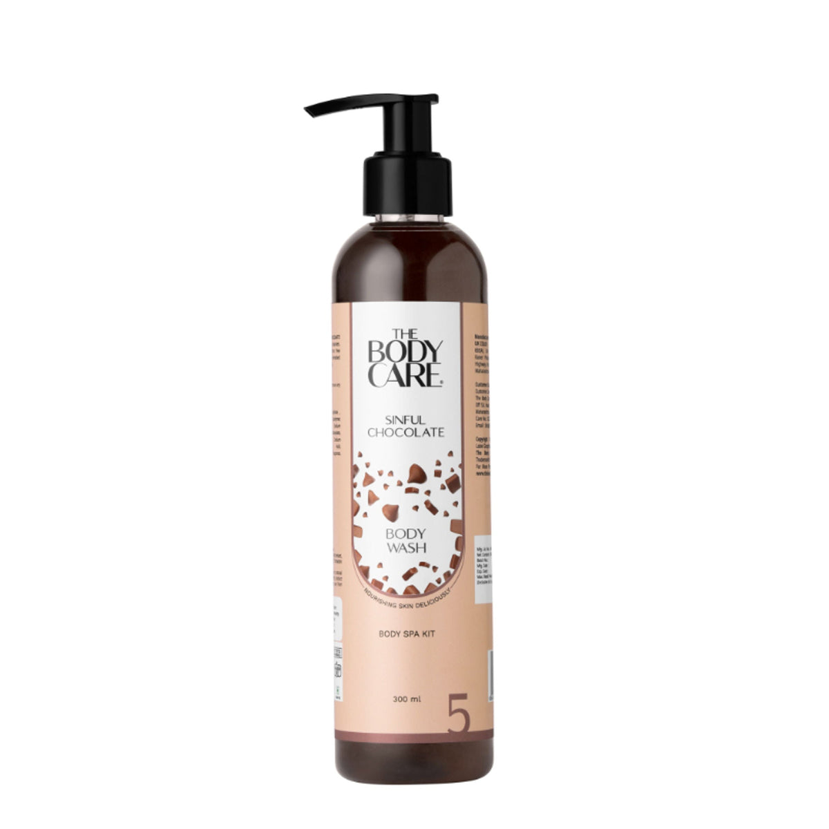 Body wash bottle with pump labeled 'The Body Care' on a white background