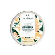 The Body Shop Almond Milk body butter container on a white background