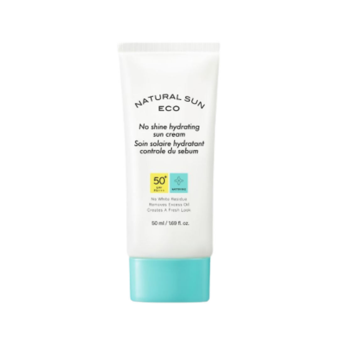 Sun cream tube labeled 'Natural Sun Eco' on a white background